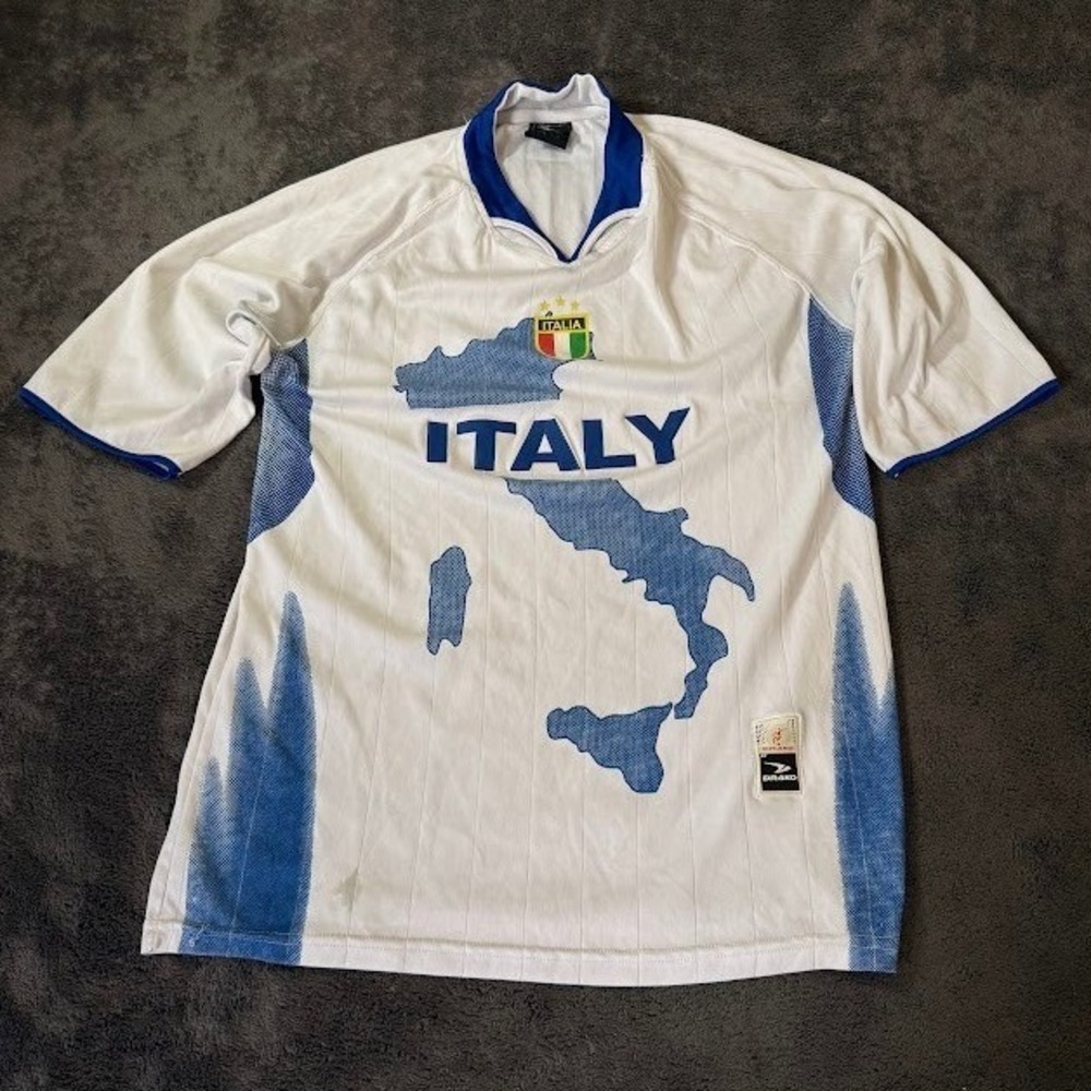 Vintage Drako Italy Soccer Jersey White Blue Map Graphic One Size Made in Peru